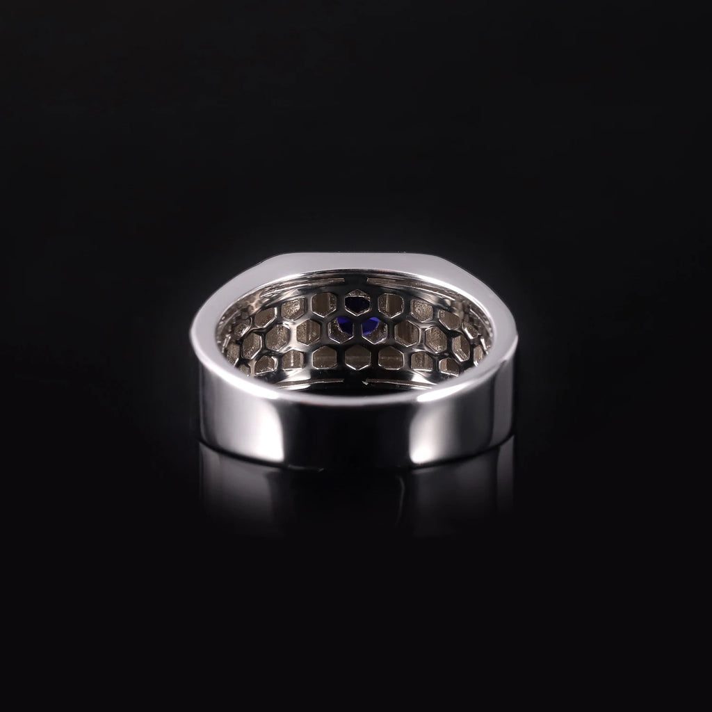 GEM'S BALLET High Quality Engagement Rings Mens 6.5mm Lab Grown Sapphire 926 Sterling Silver Wedding Ring for Men Gift 2024 NEW