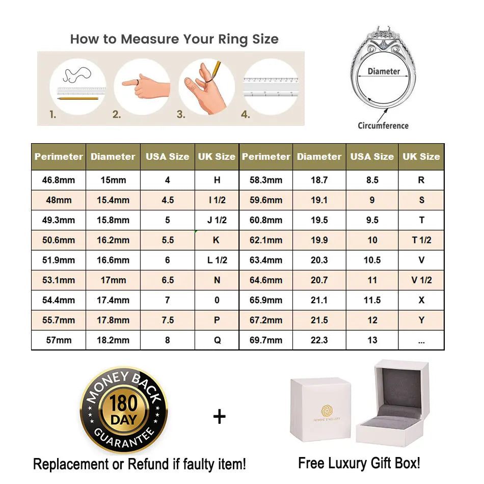 Newshe 3 Pieces 925 Sterling Silver Engagement Ring Set for Women Water Drop AAAAA Zircons Eternity Wedding Bands BR1079