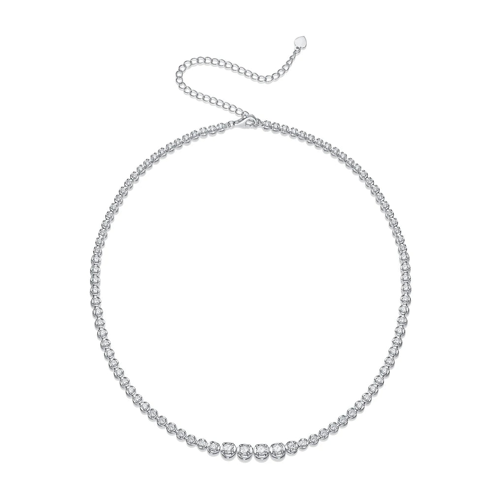 JIUZUAN 925 silver moissanite necklace 4mm casual fashion light luxury women's senior gift with certificate authentication
